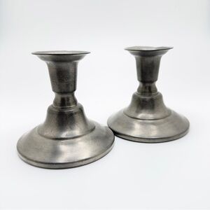 Set of 2 Antique International Pewter Candle Holders, Eagle Trademark, USA 27815